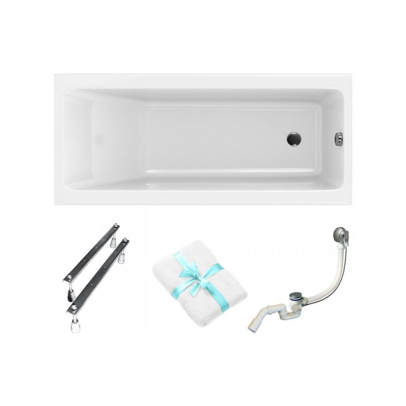 Cersanit Crea SLIM 170x75 Wanna Akrylowa + Syfon i Nogi + Ręcznik Gratis