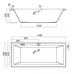 Cersanit Intro 170x75 - Elegancka Wanna Akrylowa z Syfonem i Nóżkami + Ręcznik Gratis