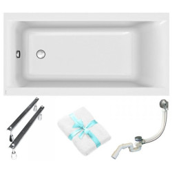 Cersanit Larga SLIM 170x75: Komfortowa wanna z syfonem, rant 10mm, ręcznik w zestawie