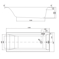 Cersanit Larga SLIM 170x75: Komfortowa wanna z syfonem, rant 10mm, ręcznik w zestawie