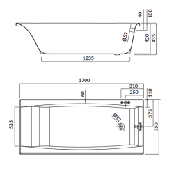 Luksusowa wanna Cersanit Virgo 170x75 - komplet z nogami, syfonem i ręcznikiem gratis