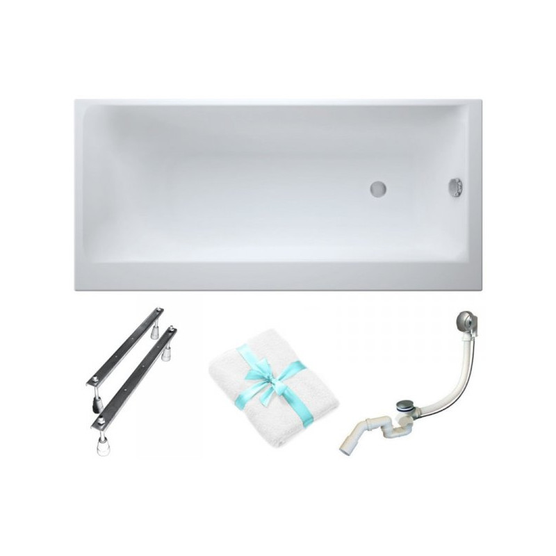 Wanna Akrylowa Cersanit Smart 170x80 LEWA z Syfonem, Nogi i Ręcznik Gratis!