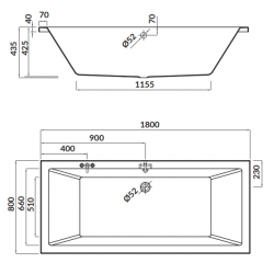 Cersanit Intro Wanna Akrylowa 180x80 z Syfonem, Nóżkami i Ręcznikiem Gratis