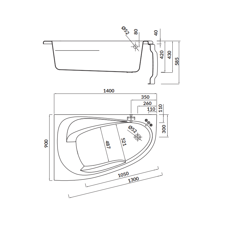 Cersanit Joanna NEW Wanna Asymetryczna 140x90 Lewa + Syfon + Akcesoria Gratis