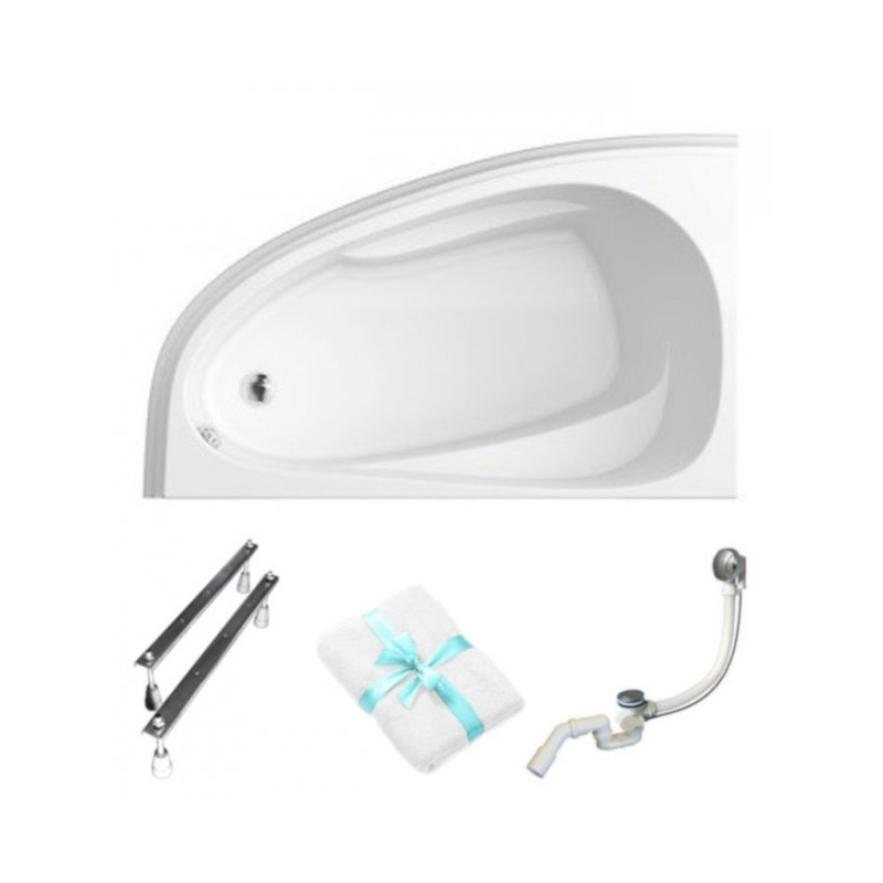 Cersanit Joanna NEW 160x95 Wanna Premium Lewa z Syfonem i Stelażem + Ręcznik Gratis