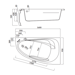 Cersanit Joanna 160x95 Wanna Asymetryczna Prawa z Akcesoriami - Komfort i Styl w Twojej Łazience