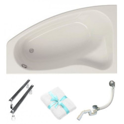 Cersanit SICILIA 160x100 LEWA asymetryczna wanna z syfonem, nogami i ręcznikiem gratis