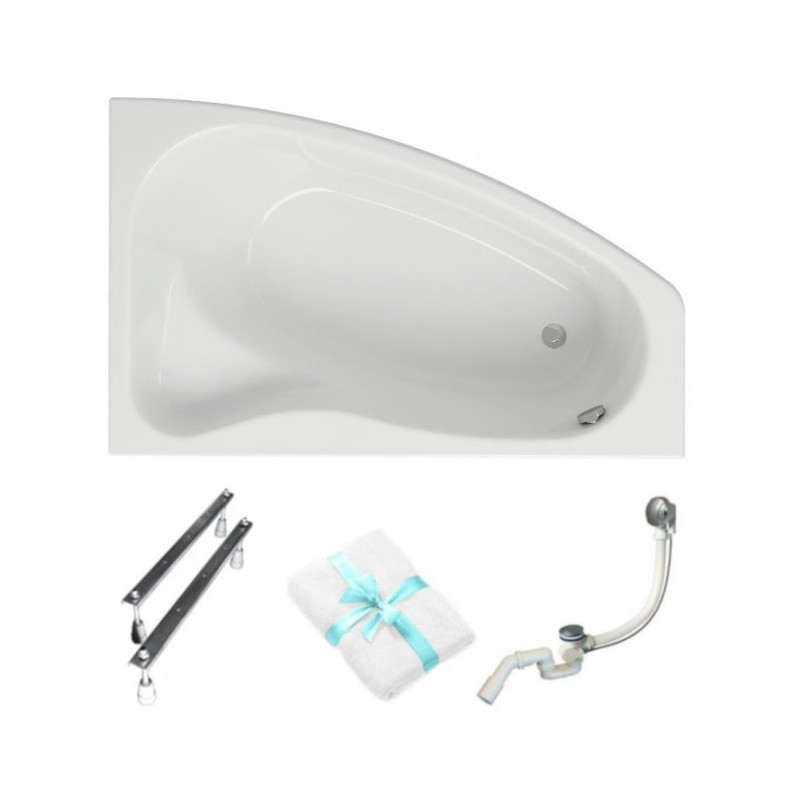 Elegancka Wanna Akrylowa Cersanit SICILIA 160x100 Prawa z Syfonem i Wyposażeniem