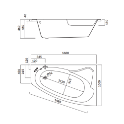 Elegancka Wanna Akrylowa Cersanit SICILIA 160x100 Prawa z Syfonem i Wyposażeniem