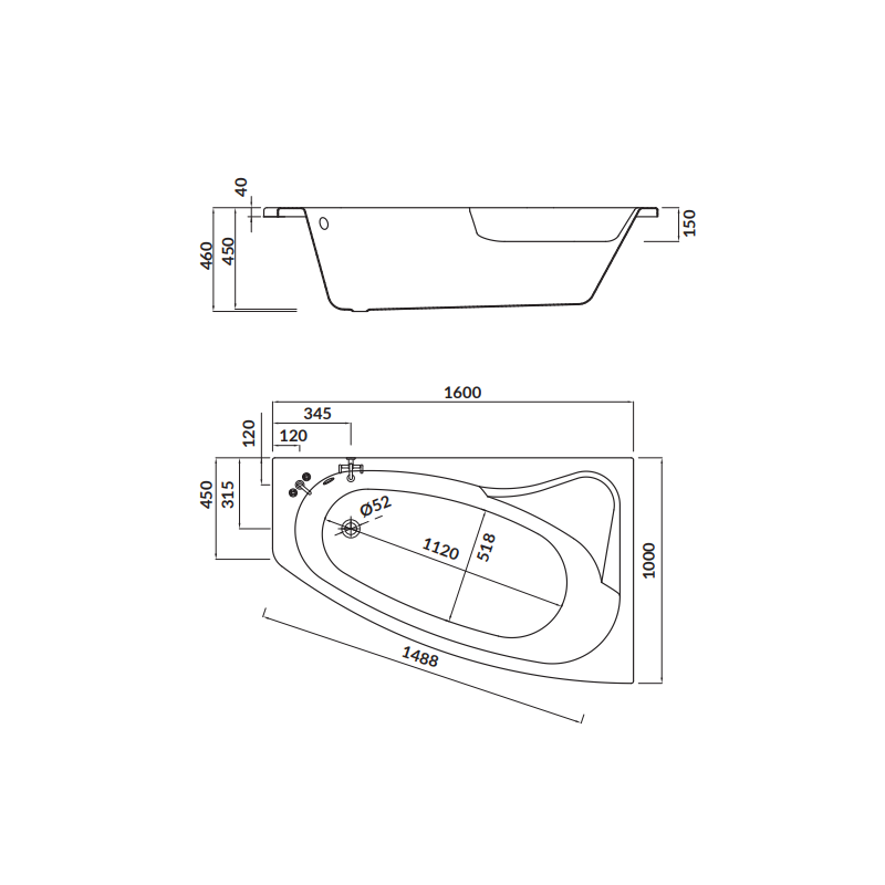 Elegancka Wanna Akrylowa Cersanit SICILIA 160x100 Prawa z Syfonem i Wyposażeniem