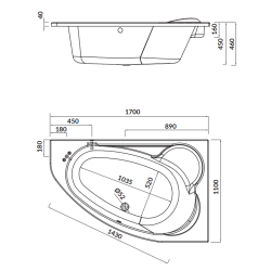 Cersanit Kaliope 170x110 Wanna Asymetryczna Prawa Zestaw z Syfonem i Ręcznikiem