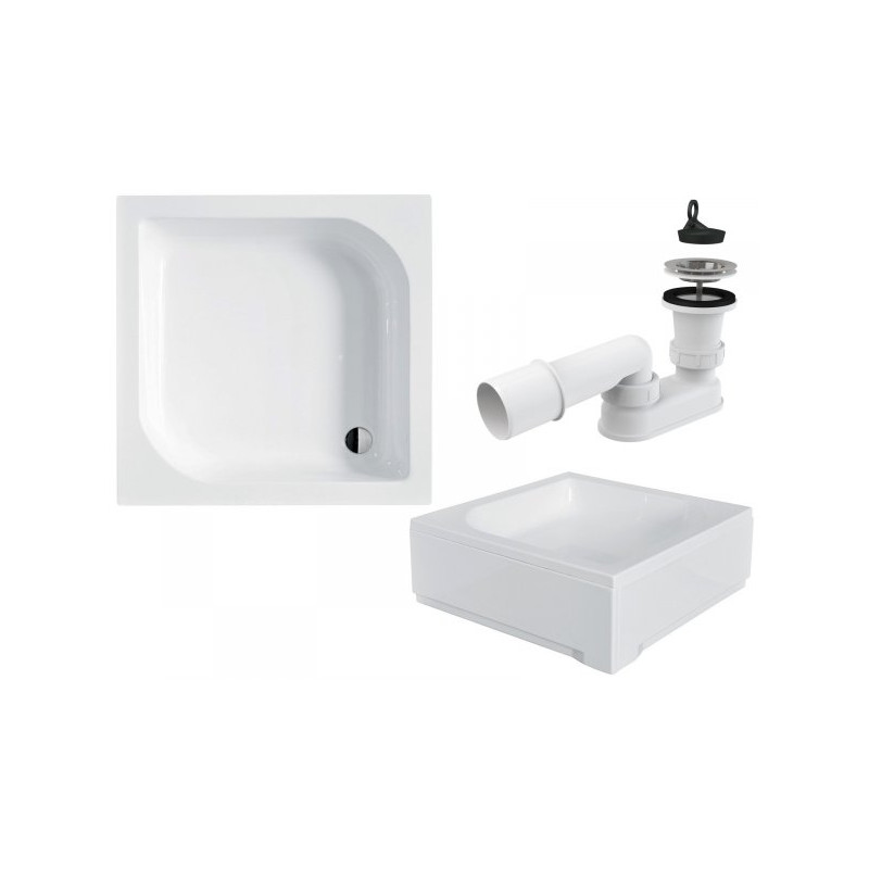 BESCO Luksusowy Brodzik Akrylowy z Obudową Ares 70x70 cm - Antybakteryjny & Antyzarysowaniowy