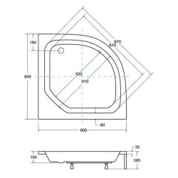 BESCO Elegancki Brodzik Diper II 80x80 z Antybakteryjną Powłoką i Gratisowym Syfonem