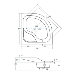 Besco Bodzi Oliver I 80x80 z syfonem