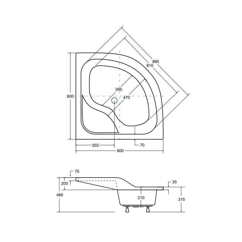 Besco Bodzi Oliver I 80x80 z syfonem