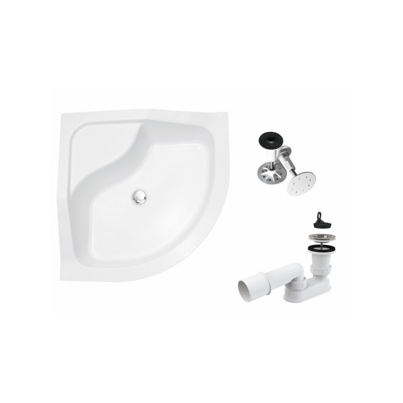 OLIVER II 90 - Biały Brodzik Prysznicowy z Podwyższonym Siedziskiem i Zestawem Poziomującym