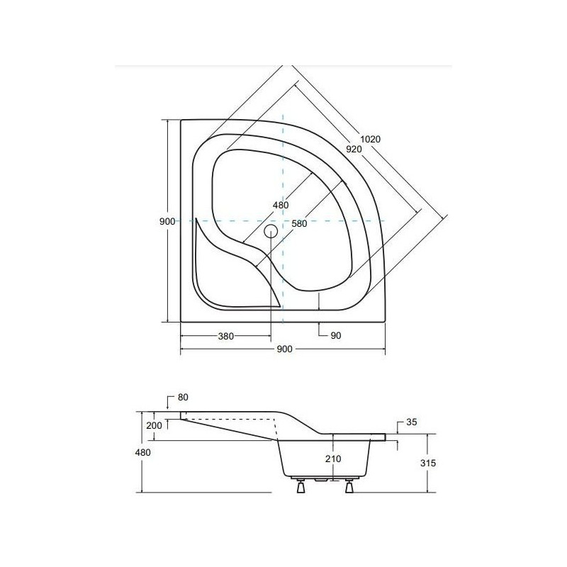 OLIVER II 90 - Biały Brodzik Prysznicowy z Podwyższonym Siedziskiem i Zestawem Poziomującym