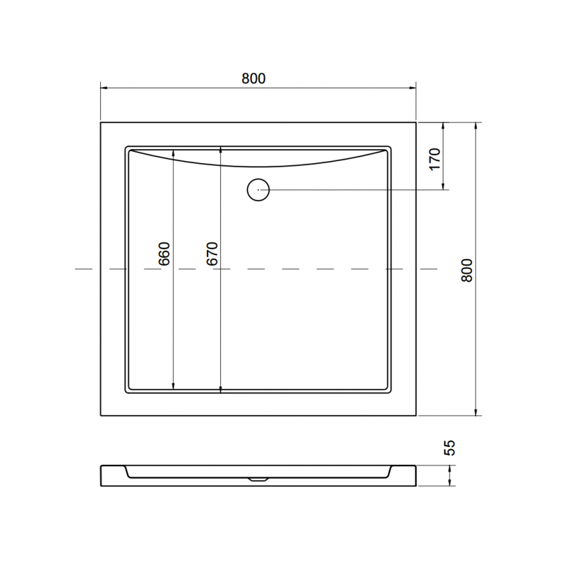 Aaron Brodzik Półokrągły Slim 90x90 Z Syfonem