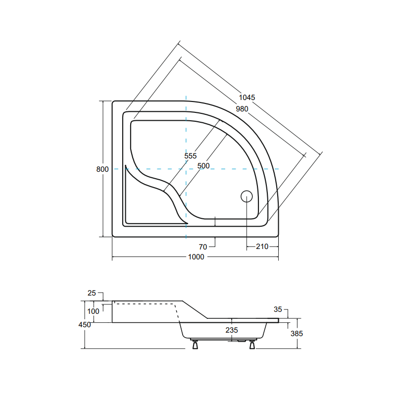 Besco Brodzik Maxi 99,5x80 asymetryczny prawy z syfonem