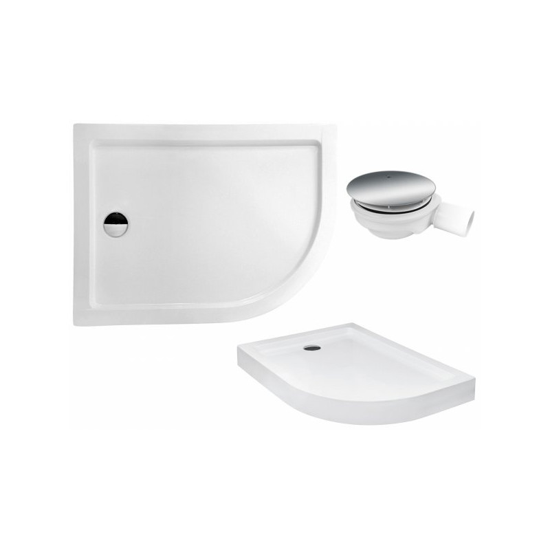 Brodzik Saturn 100L, lewy, biały, akrylowy, zintegrowany z obudową, zestaw poziomujący w komplecie