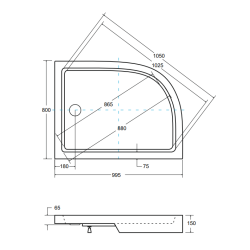 Besco Brodzik Comfort 100x100 asymetryczny lewy z syfonem