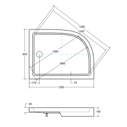 Besco Brodzik Saturn 120x80 asymetryczny prawy z syfonem