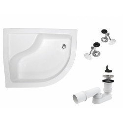 Besco Brodzik BrodzikiLux 90x90 asymetryczny lewy z syfonem