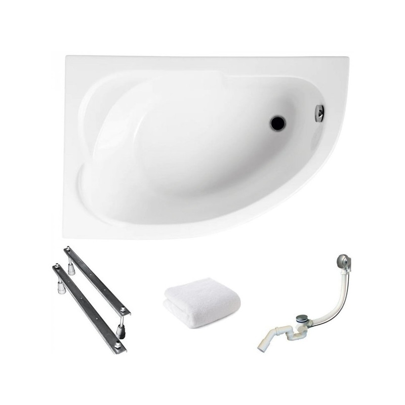 Stylowa Asymetryczna Wanna Akrylowa 130x85 Lewa z Syfonem Standard - Polimat