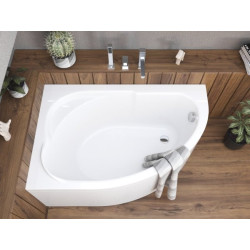 Polimat wanna asymetryczna Standard lewa 130x85 z syfonem i nóżkami