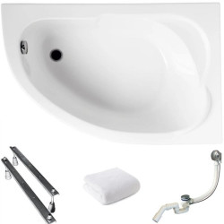 Wannowy Skarb Komfortu Polimat 130x85 - Asymetryczna Prawa z Syfonem i Nogi w Komplecie