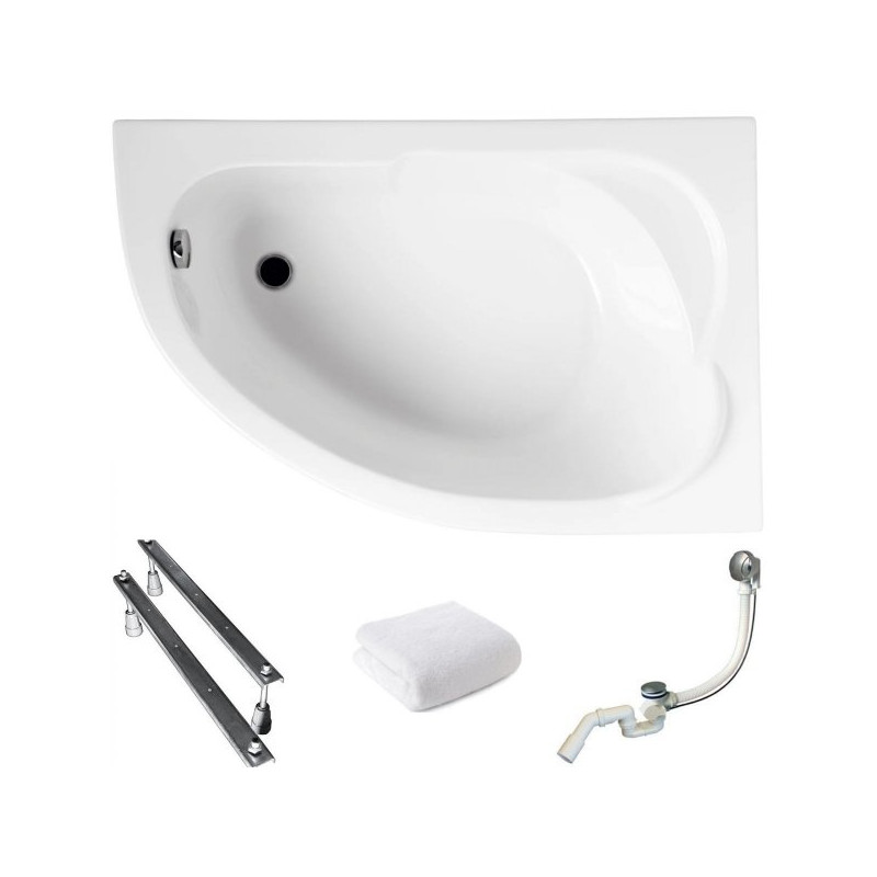 Wannowy Skarb Komfortu Polimat 130x85 - Asymetryczna Prawa z Syfonem i Nogi w Komplecie