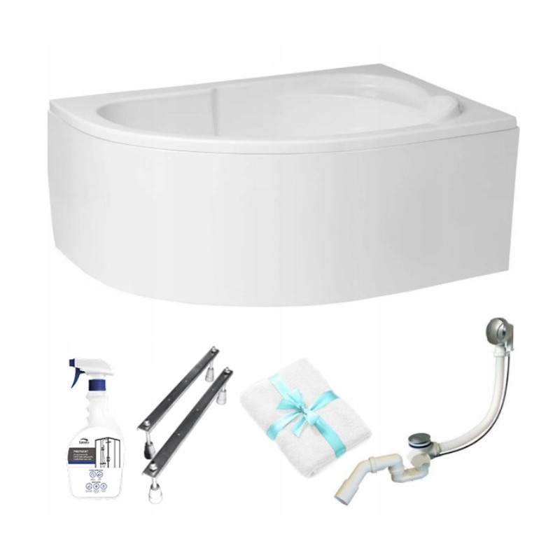 Elegancja Łuku: Wanna Asymetryczna Polimat 130x85 z Syfonem i Obudową - Komfort i Styl!