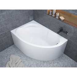 Wanna narożna 130x85 z parawanem i syfonem, lewa, akrylowa