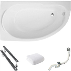 Wanna narożna asymetryczna lewa Miki 140x70cm z syfonem i stelażem