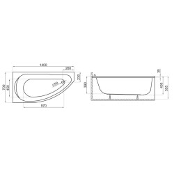 Wanna narożna Miki 140x70cm LEWA z syfonem + stelaż - Komfort i Styl w Twojej Łazience!