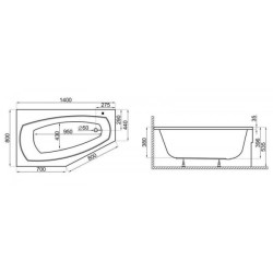Nowoczesna Wanna Rogowa Marika 140x80 Lewa z Syfonem – Design i Komfort w Twojej Łazience