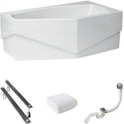 Wanna Marika Asymetryczna 140x80 z Obudową i Syfonem - Elegancja i Funkcjonalność dla Twojej Łazienki