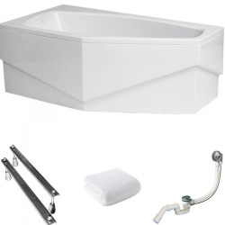 Wanna Asymetryczna Marika 140x80 Lewa – Nowoczesna Elegancja z Obudową i Syfonem