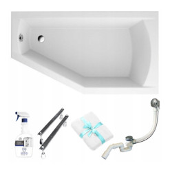 Relaksacyjna wanna narożna SELENA 140x90 prawa + syfon w zestawie