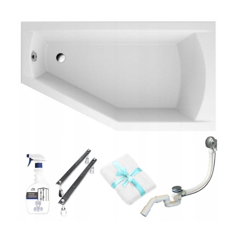 Relaksacyjna wanna narożna SELENA 140x90 prawa + syfon w zestawie