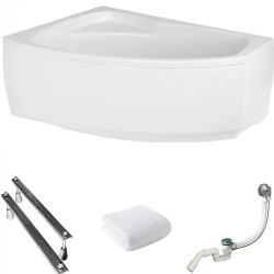 Efektowna Wanna Asymetryczna Frida 140x90 Lewa z Obudową i Syfonem - Idealna do Twojej Łazienki!