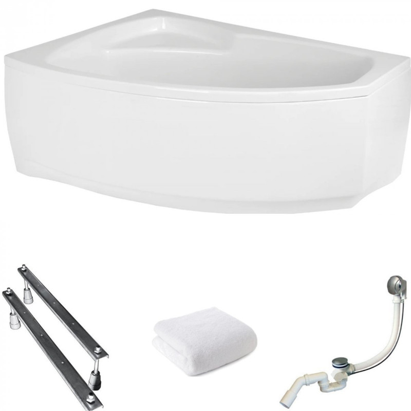 Efektowna Wanna Asymetryczna Frida 140x90 Lewa z Obudową i Syfonem - Idealna do Twojej Łazienki!