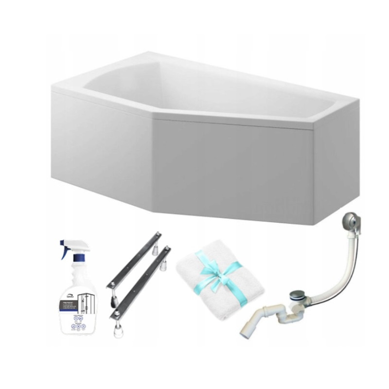 SELENA 140x90 Narożna Wanna Asymetryczna Lewa z Obudową i Syfonem - Relaks i Nowoczesność