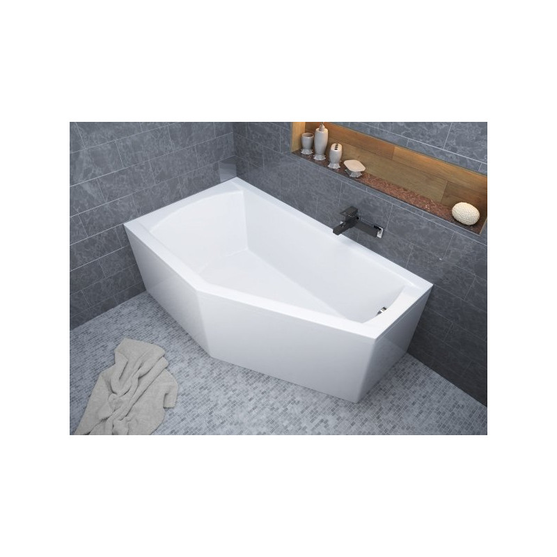 SELENA 140x90 Narożna Wanna Asymetryczna Lewa z Obudową i Syfonem - Relaks i Nowoczesność