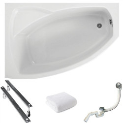 Luksusowa wanna narożna Polimat Frida 150x90 biała lewa w nowoczesnym stylu