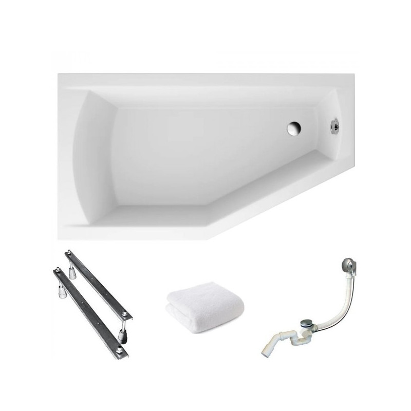 Polimat Selena 150x90 lewa - Stylowa wanna asymetryczna z syfonem dla relaksu i funkcji w łazience