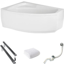 Elegancka Wanna Frida 150x90 Lewa z Nowoczesnym Stelażem i Białą Obudową