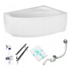 Frida - Elegancja i Funkcjonalność: Asymetryczna Wanna Narożna 150x90 Lewa z Syfonem i Obudową