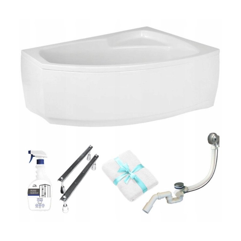 Frida - Elegancja i Funkcjonalność: Asymetryczna Wanna Narożna 150x90 Lewa z Syfonem i Obudową