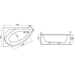 Polimat Marea Elegance - Asymetryczna Wanna Lewa 150x100cm z Syfonem dla Twojego Komfortu